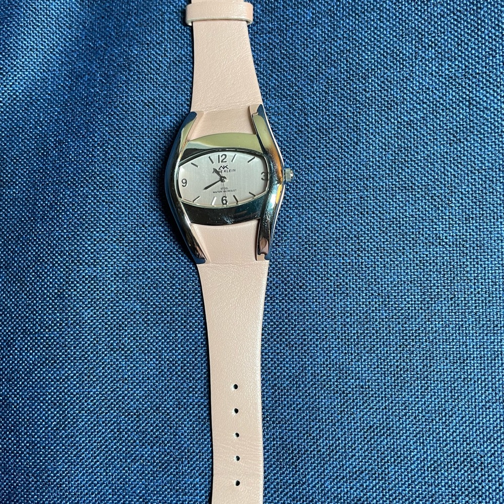 ANN KLEIN unique oval face pink watch